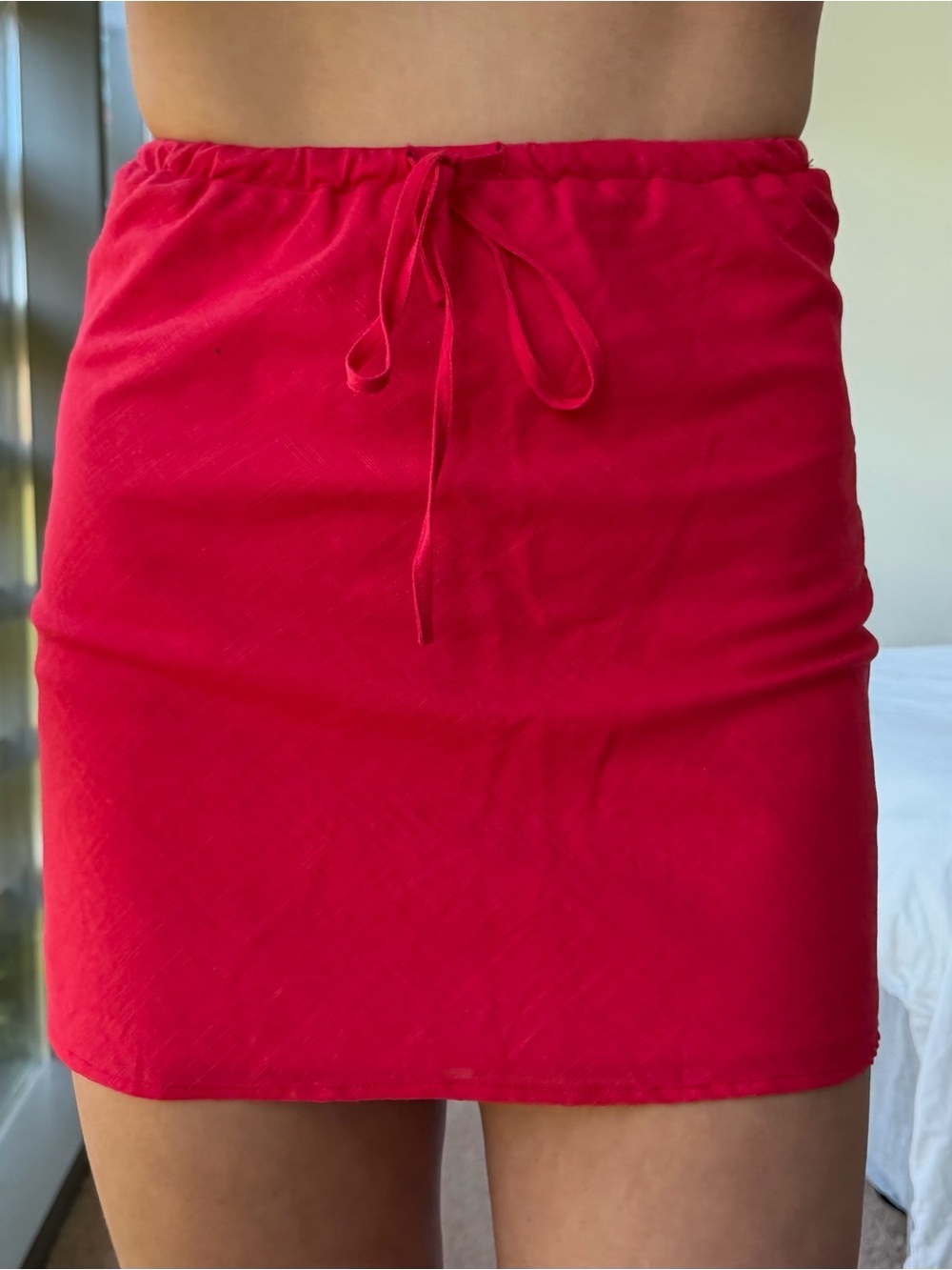 Petal + Pup Red Linen Summer Mini Skirt